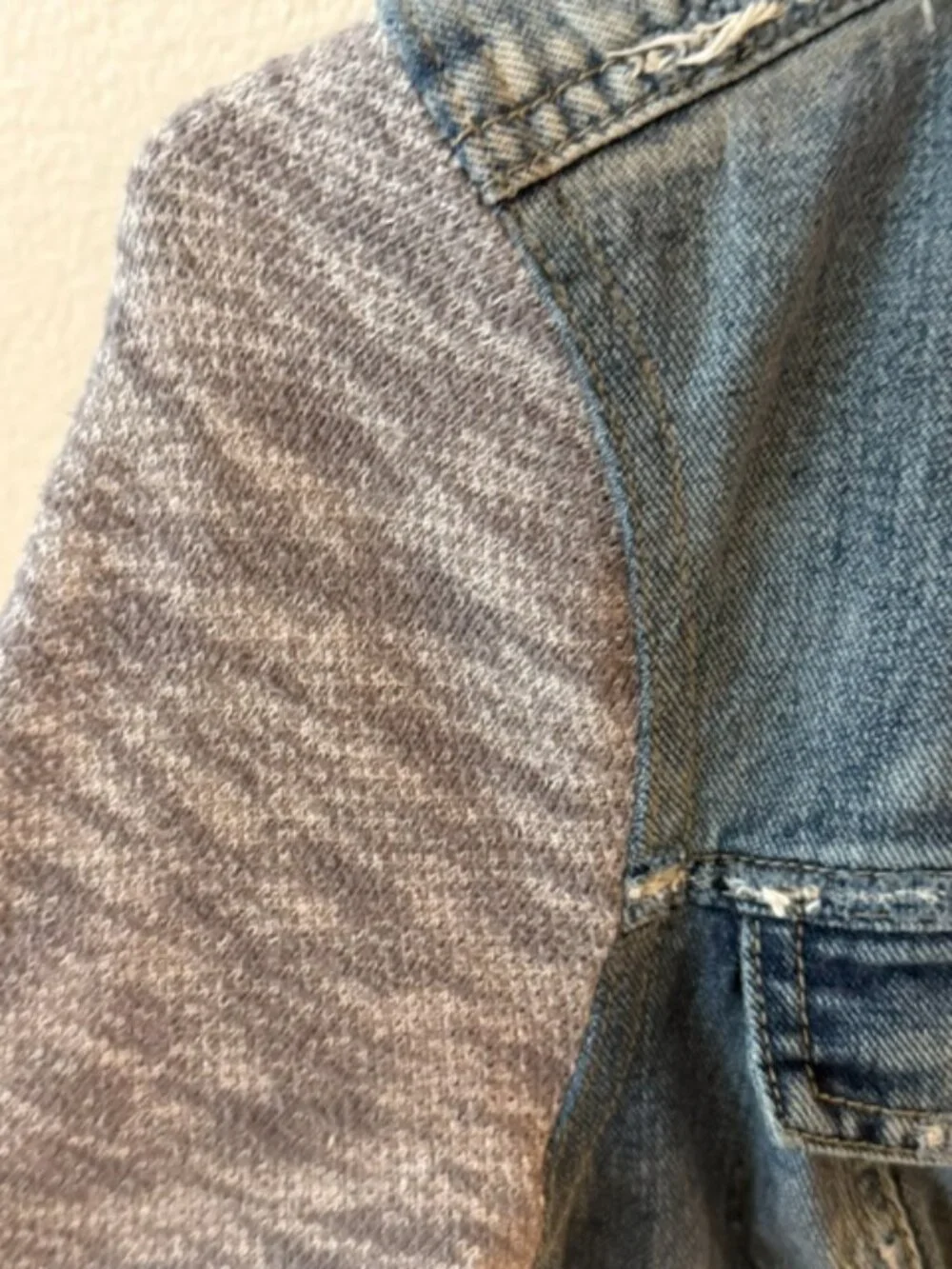 Free People Jean Jacket with Heather Gray Sleeves